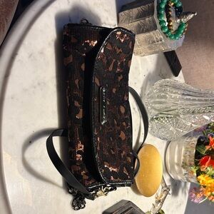 Betsey Johnson Black and Brown Sequin Clutch
